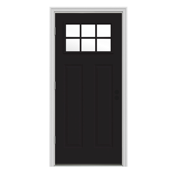 CRAFTSMAN ロンスプ金土日限定お値下げ 19500→18500 JELD-WEN 34 in. x 80 in. 6 Lite Craftsman Black Painted Steel